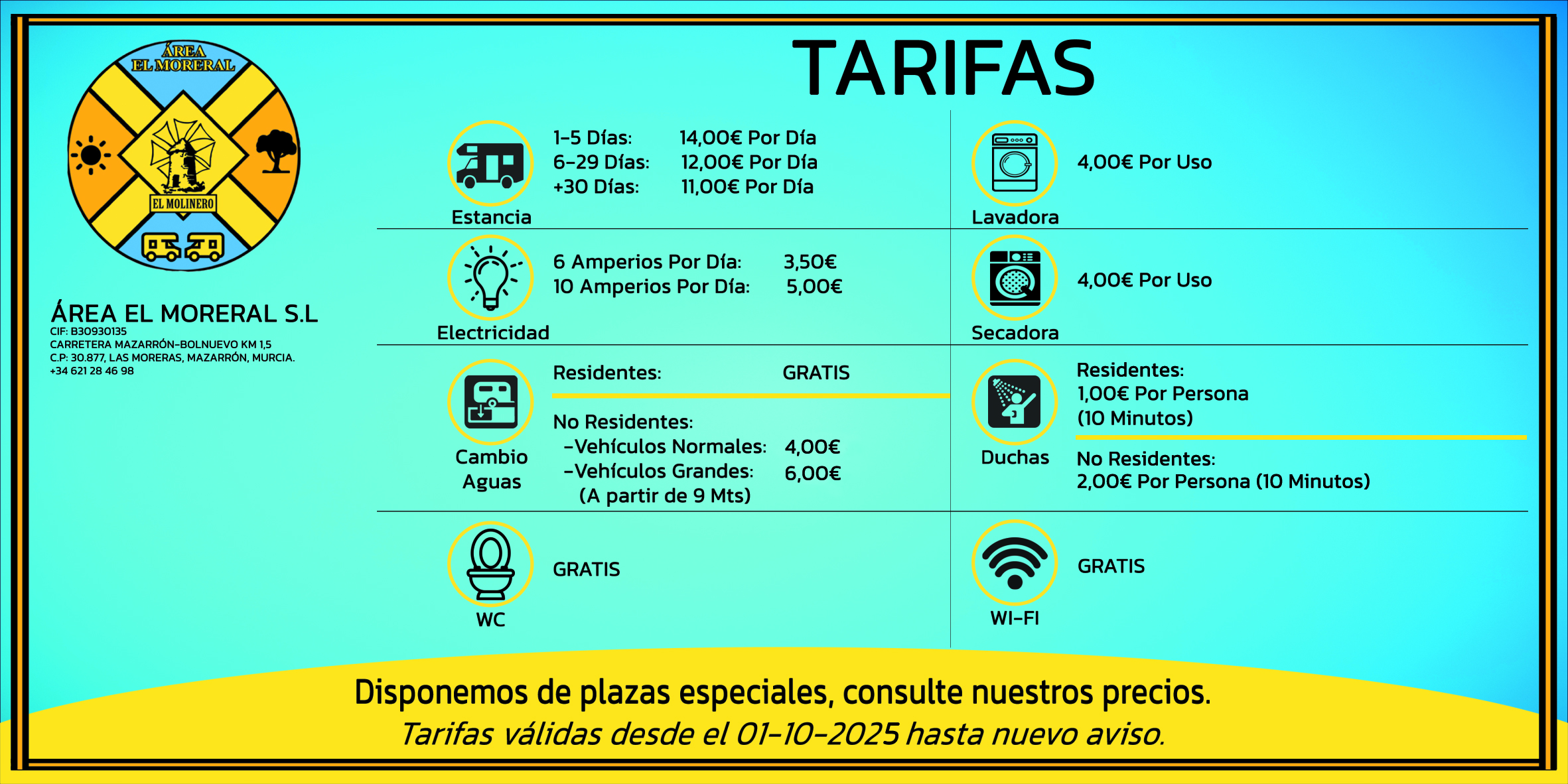Tarifas Área El Moreral